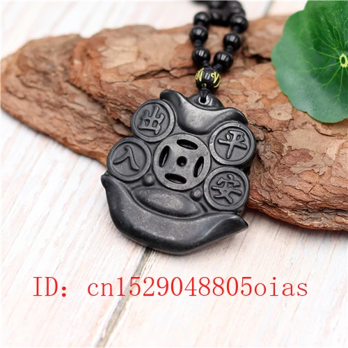 Натуральный черный зеленый китайский нефрит кулон сокровище бусы ожерелье