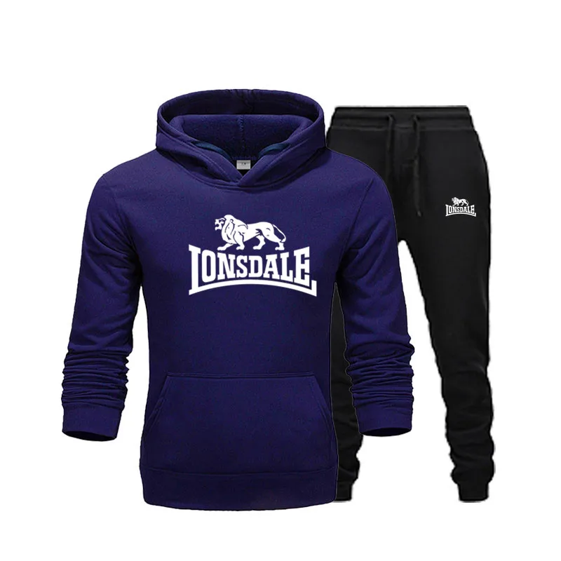 

2021 Tracksuit Fashion Running Men's Sportswear Two Piece Sets Cotton Fleece Thick hoodie+Pants Sporting Suit Male Hoodies