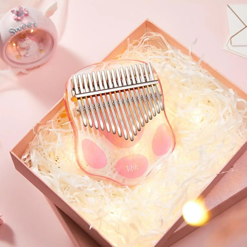 Прозрачная 17 клавиш Kalimba большой палец пианино милая розовая кошачья лапа