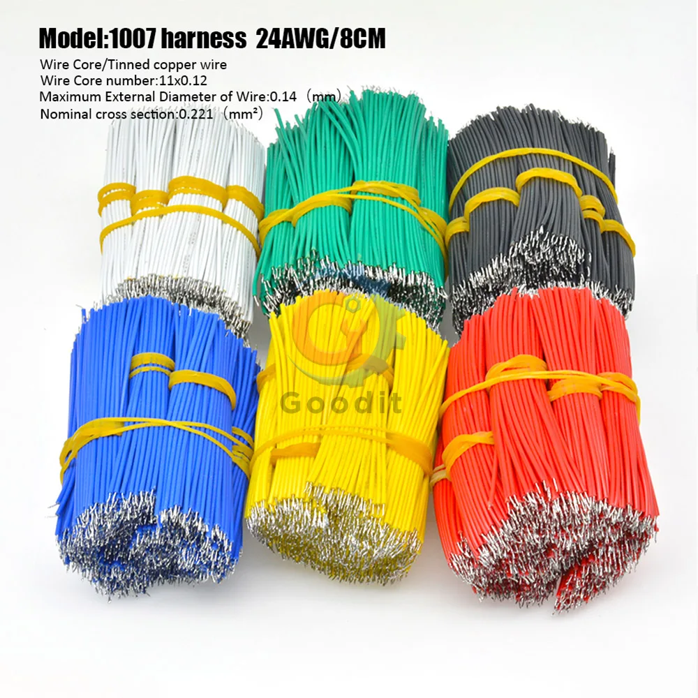 100 шт./компл. 24AWG гальванически лужёные макетная плата припоя кабель 24AWG 8 см Fly джемпер Оловянная проволока проводящие провода 1007-24AWG разъем провода