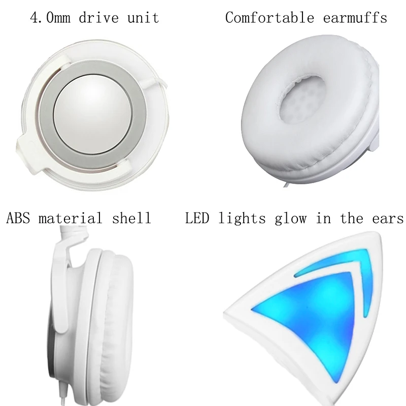 Складная мигающая гарнитура со светодиодной подсветкой игровая Проводная с 3D