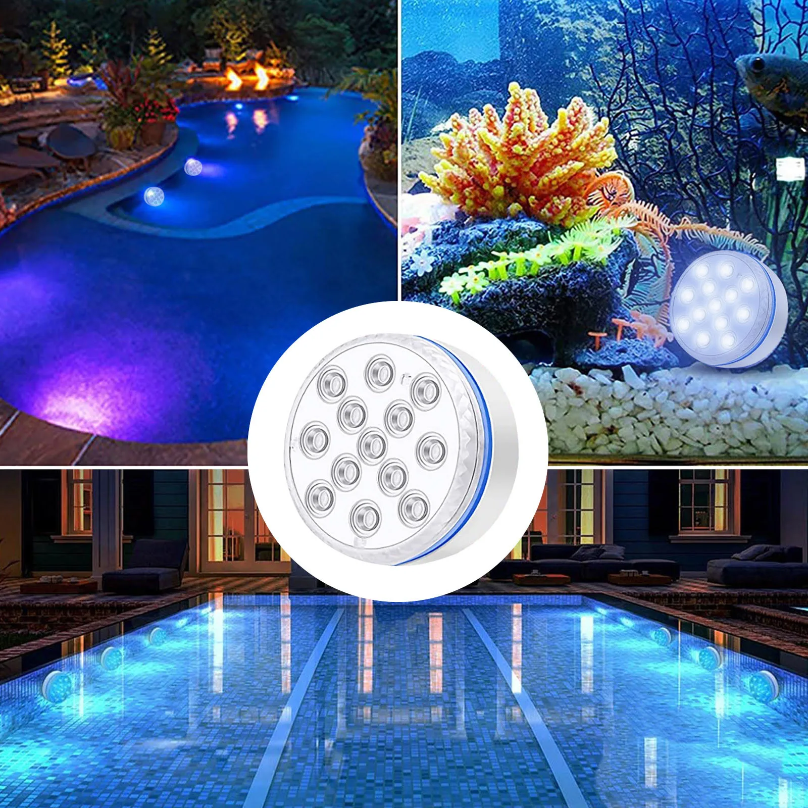 

16 Colors Submersible 13 Led Light with Suction Cup for Outdoor Pond Fountain Vase Garden Swimming Pool Underwater Night Lamp
