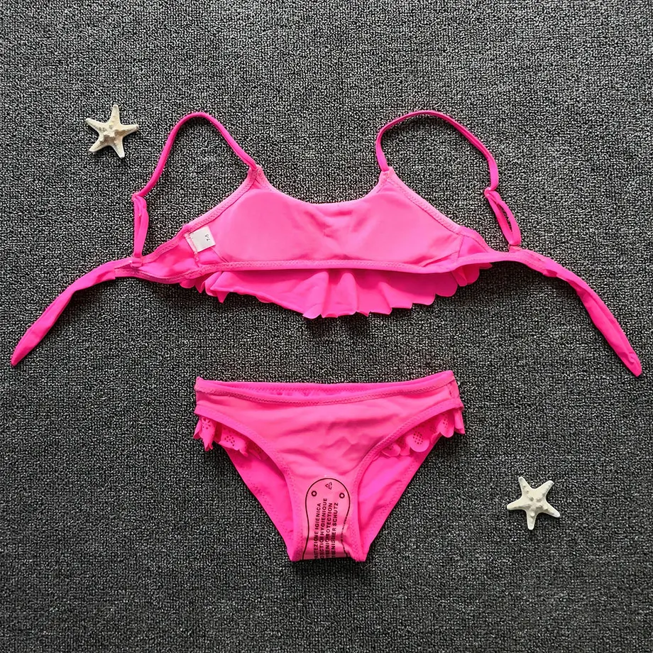 2020 купальник для девочек с оборками Детский комплект бикини вырезами из двух