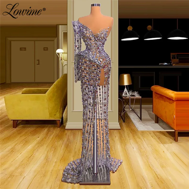 Длинное вечернее платье Lowime с бисером и кристаллами в турецком арабском стиле 2021