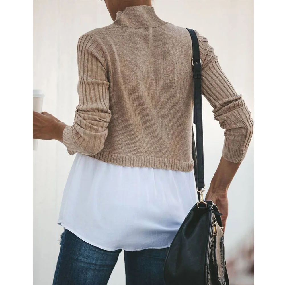 

Winter Fashion knitted Jumper Sweater Patchwork Loose Shirt Casual 2019 Streetwear Womens Long Sleeve Pullover