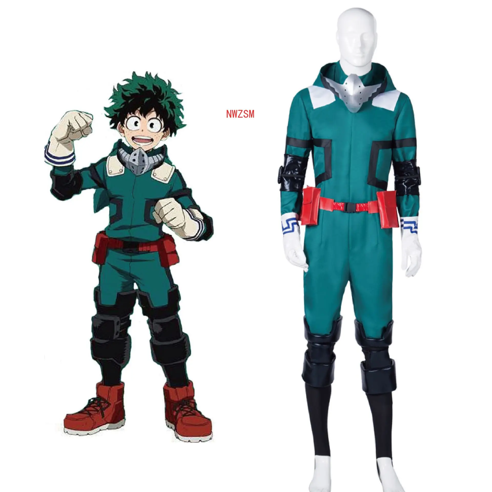 

Midoriya Izuku Jumpsuit Wig My Hero Academia Boku no Hero Deku Cosplay Costume Battle Suit Carnival Halloween Comic Con Wear