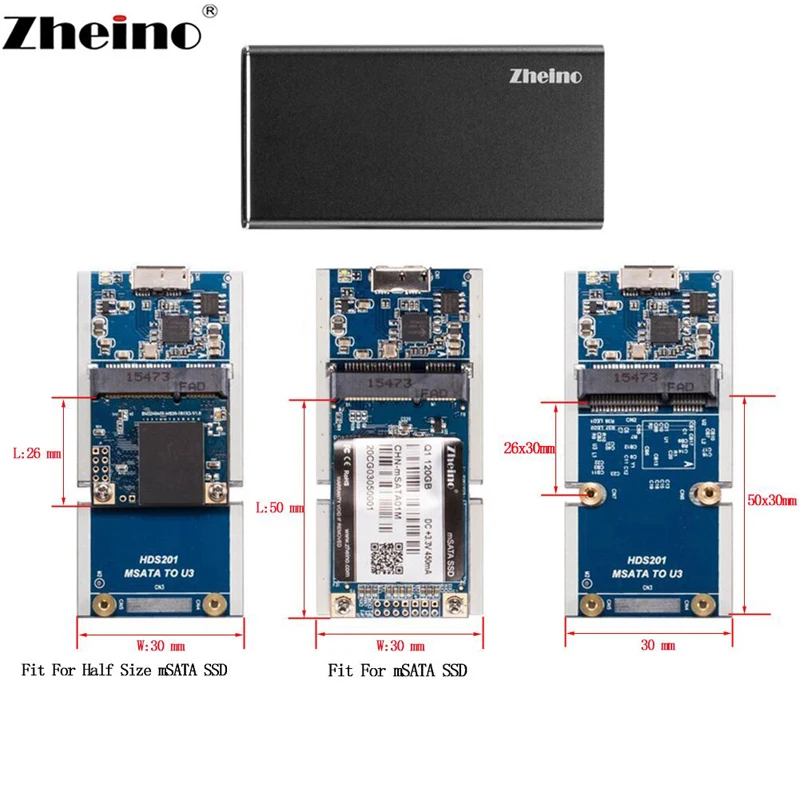 Zheino Mini Msata к USB 3 0 SSD корпус алюминиевый внешний чехол для Msata/половина размера |