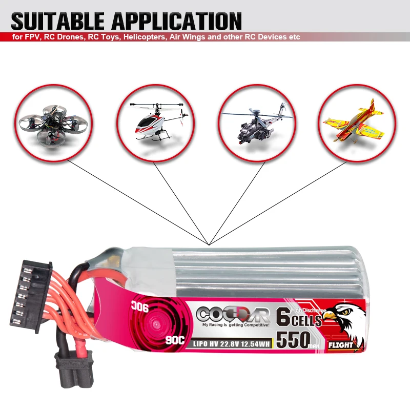 

2PCS 6S 550mah 22.8V 90C Lipo Battery With XT30 Plug for BETAFPV Beta85X RC Quadcopter Drones Small Car Parts