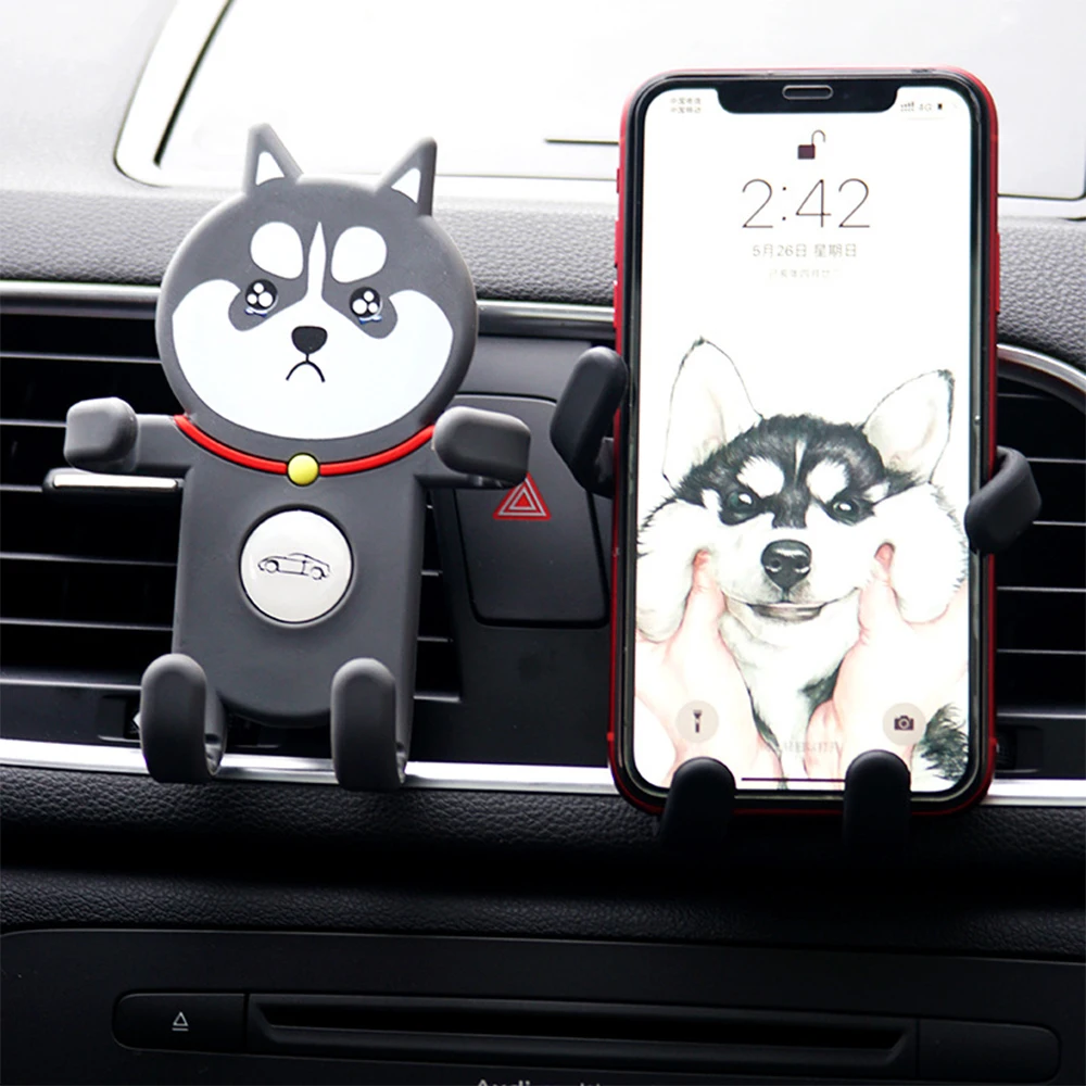 

Креативный глупый держатель для автомобиля Husky, Регулируемый силиконовый держатель для выхода кондиционера, держатель для навигации, автом...