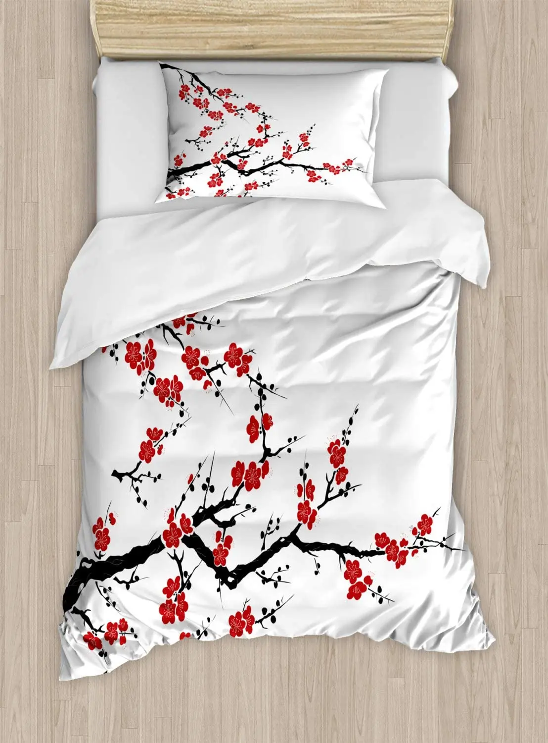 

2/3/4pcs Bedding Set Japanese Cherry Blossom Tree Duvet Cover Set Warm and Comfortable Bed Sheet Bedroom Comforter Set
