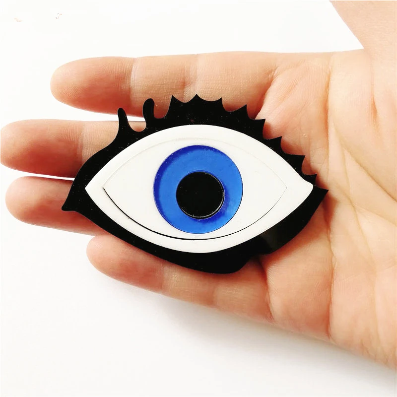 

KUGUYS Fashion Acrylic Jewelry HipHop Blue Big Eyes Brooches for Womens