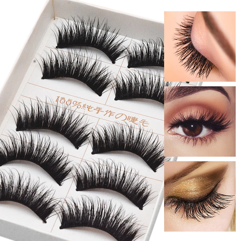 5 пар натуральный Набор накладных ресниц накладные ресницы 3D норковые волосы