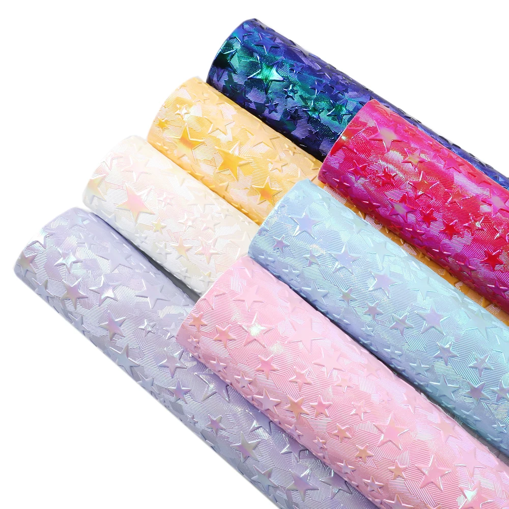 20*33 см лист из искусственной кожи с текстурой в виде звезды радужная обивка