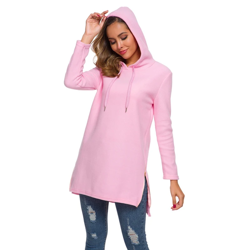 

Long Zip Up Hoodie Pure Color Harajuku Oversized Hoodie Casual Loose Hoody 2021 Spring New Oversized Jacket Women Korean Hoodies