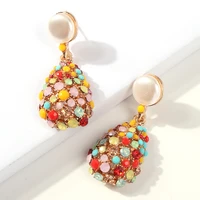 luxury pineapple crystal stud earrings for women boho rhinestone big statement earrings fashion jewelry bijoux wholesale