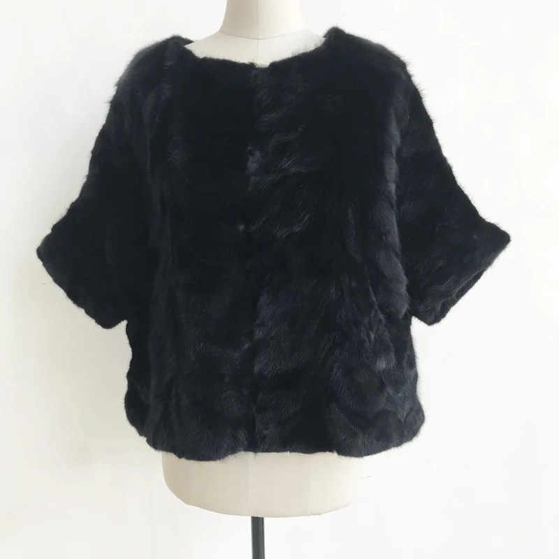 Шуба женская из 100% натурального меха норки с рукавами летучая мышь | Женская