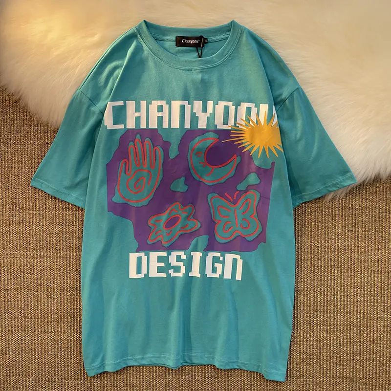 

Pure Cotton Short-Sleeved T-shirt Male 2021 New Summer Trend Wild Handsome Couple Half-sleeved T-Shirt