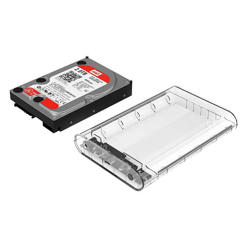 Transparent series 3.5-inch Type-C mobile hard disk box, transparent design, support 10TB large capacity, Power Supply 12V2A