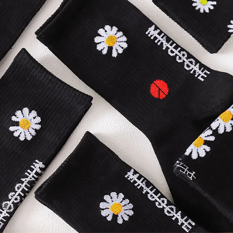 

Cute socks print kawaii designer black smile harajuku calcetines woman mens sokken funny meias happy hip hop chaussettes sock