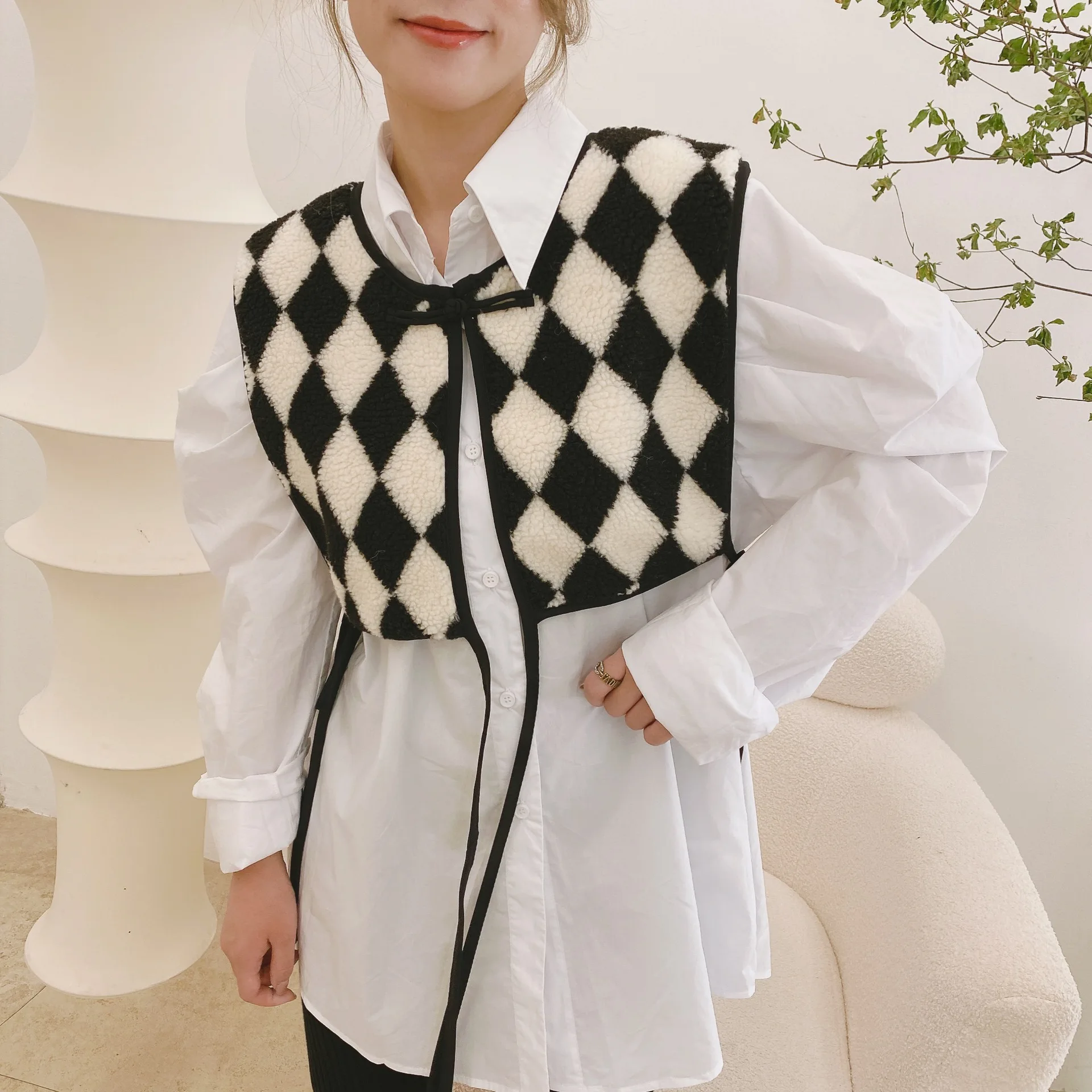 

New Style Plaid Warm Fake Collars for Women Vintage Printed Shoulder Wrap False Collar Female Small Vest Shirt Detachable Collar