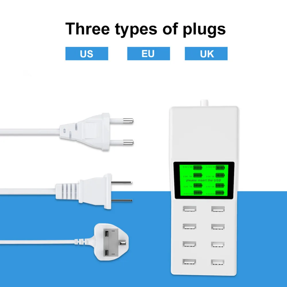 Зарядное устройство USB 40 Вт 8А 8 портовые usb хаб зарядные станции с ЖК