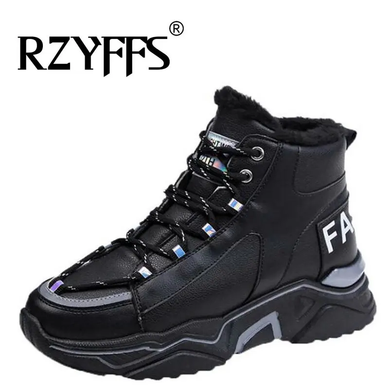 Зимние новые корейские модные хлопковые ботинки женские теплые кроссовки на