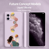 little fresh girl phone case for iphone 12 11 pro max x xs xr xsmax se2020 8 8plus 7 7plus 6 6s plus liquid silicone cover