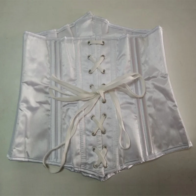 Steel Bone Underbust Corset Women Firm Waist Trainer Buckle Bandage Tie Belly Slimming Underwear Satin Bustier Korsett Plus Size