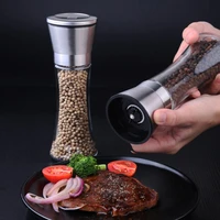 pepper grinder 2 in 1 stainless steel salt and pepper manual mill bottle glass spice shaker kitchen tool accessories for cooking
