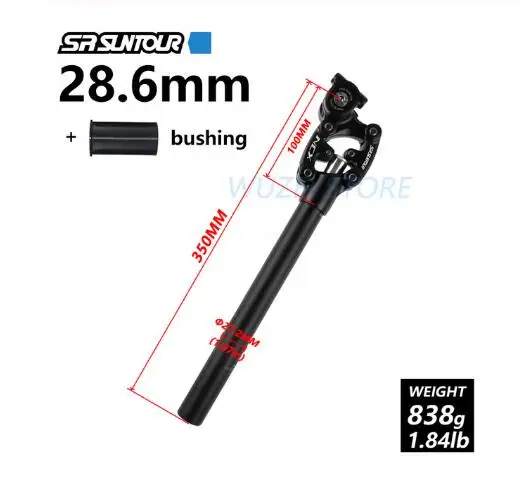 SR SUNTOUR 28.6mm SR SUNTOUR Велосипедное Сиденье Велосипеда NCX путешествия Подседельный штырь для горного велосипеда, 350 мм/400 мм* 27,2/28,6/30,0/30,1/30,4/30,8/31,6/33,9 мм трубки - Цвет: SR SUNTOUR 28.6mm