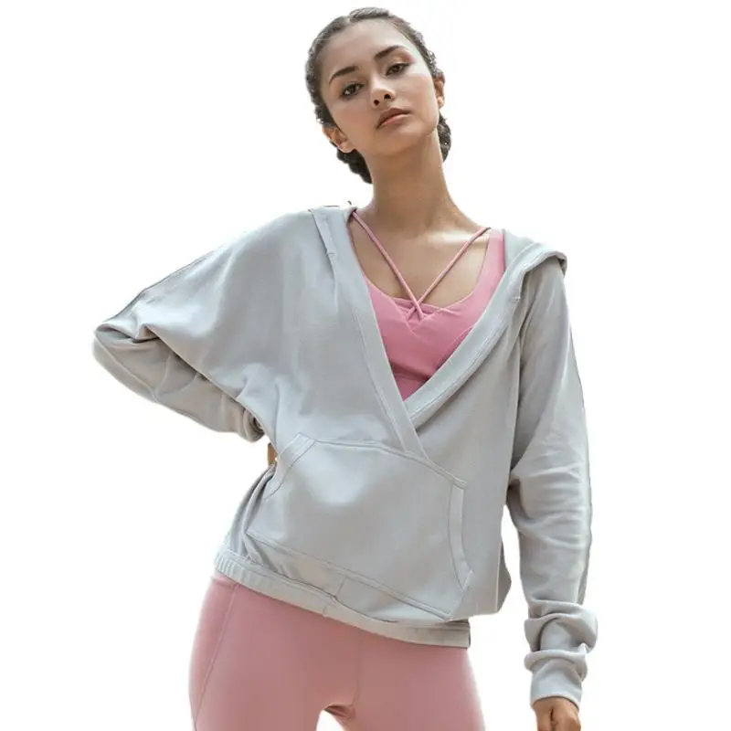 

Yoga Sportswear New Solid Color Fitness Casual YogaWear Women's Outdoor Running Sports Hoodie Solid color Hooded Yoga shirts