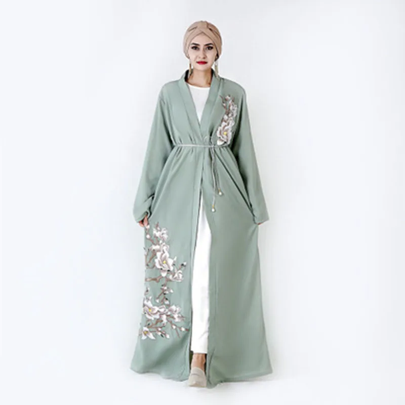 Женское мусульманское платье с вышивкой Abaya длинное черное для выпускного вечера