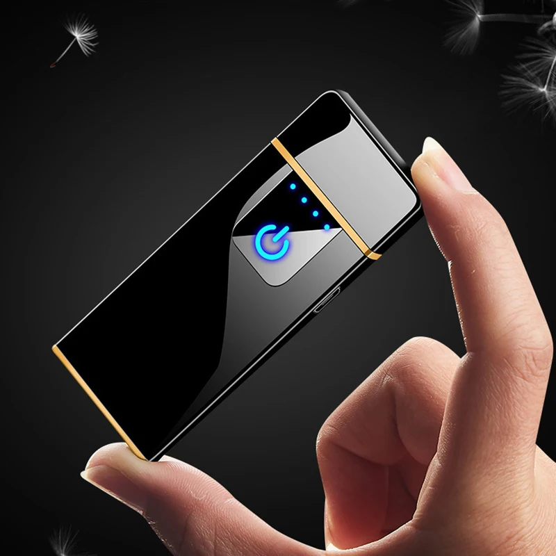 

Fingerprint Induction USB Lighters Rechargeable Ultra-thin Male Personality Plasma Flameless Electric Lighters Gadgets for Men