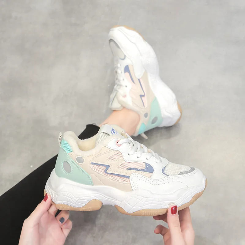 Yalnn/женская модная обувь меховые кроссовки повседневная зимние женские на