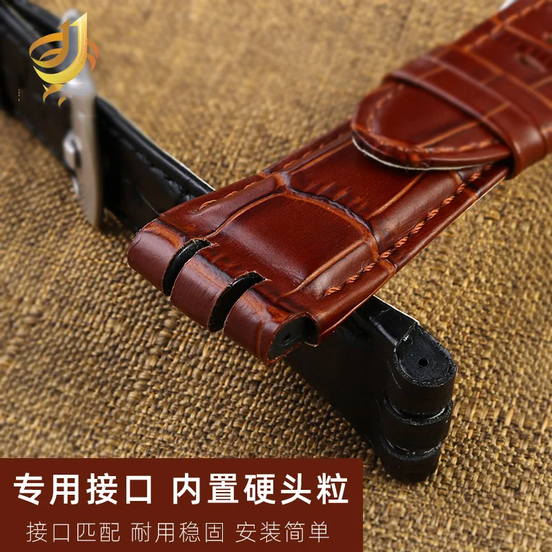 New high quality men's soft waterproof leather strap Strap Black Brown Leather Bracelet suitable for swatch strap 23mm