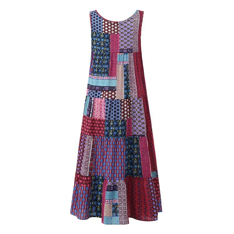 2020 новое летнее женское платье без рукавов с принтом повседневное богемное