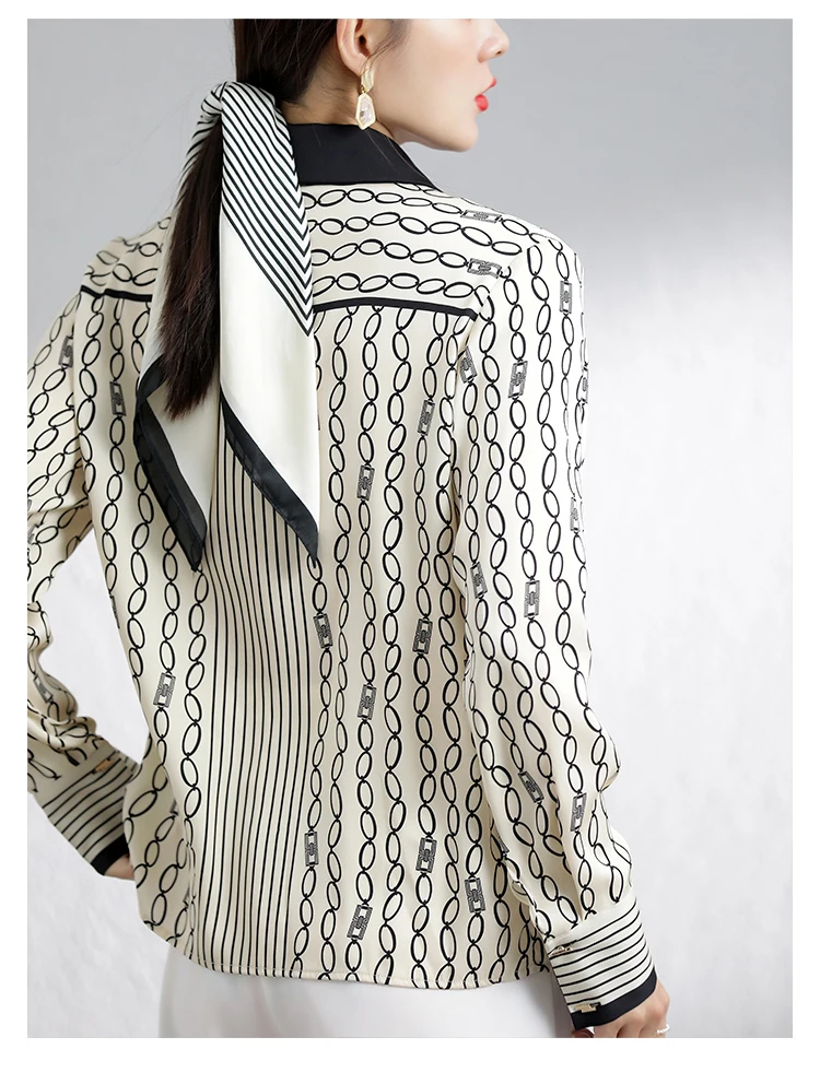 Tingfly Женская мода с геометрическим принтом Повседневная Блузка длинным рукавом и