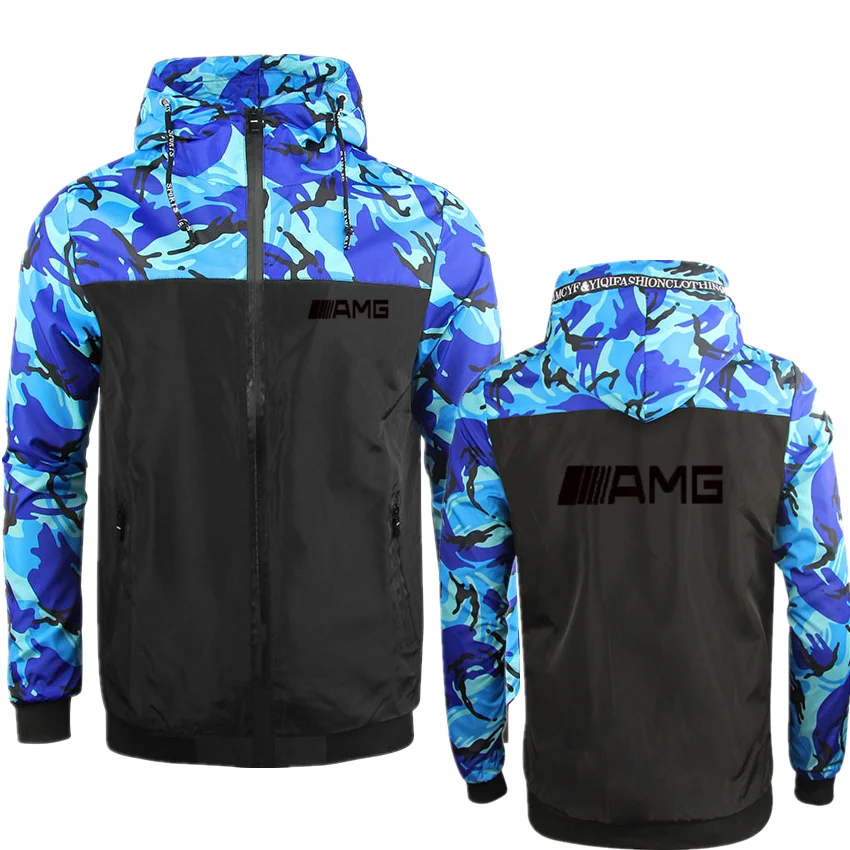 

2021 Benz AMG Car Summer Men's Custom Punk Hoodie Riding Thin Zip Jacket Hip Hop Men's Black Harajuku Windbreaker Jacket DG+23