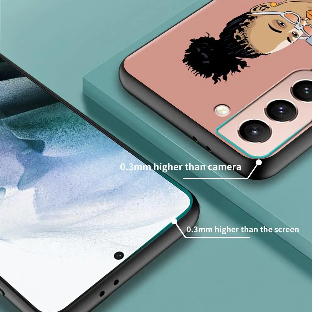 

Afro Girls Black Women Smart Phone Case For Samsung S21 Ultra Galaxy S20 FE S10 S9 Plus Lite S10e TPU Cover Black Fundas