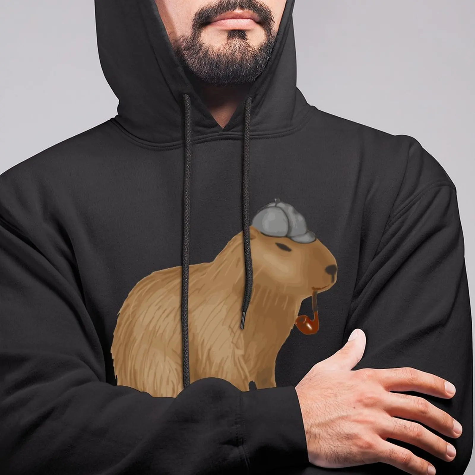 Capybara мужская толстовка с капюшоном Sherlock Свободные Теплые Толстовки Стильный