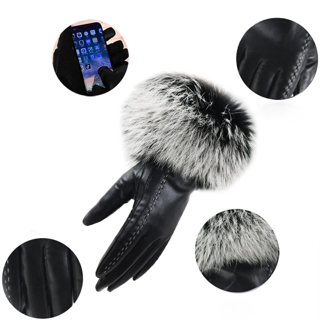 Женские зимние теплые бархатные перчатки с использованием телефона для езды на