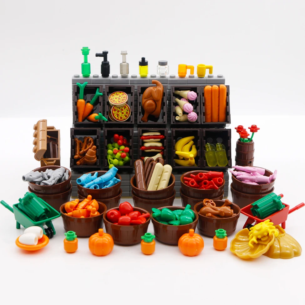 Кирпичики город аксессуары строительные блоки еда хот дог Турция контейнер