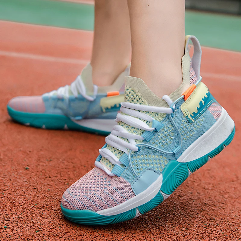 

Basketball Sneakers Boys Kids Lightweight Walking Casual Shoes for Girl 2021 Black Fashion Children Breathable Tenis Sport Shoes