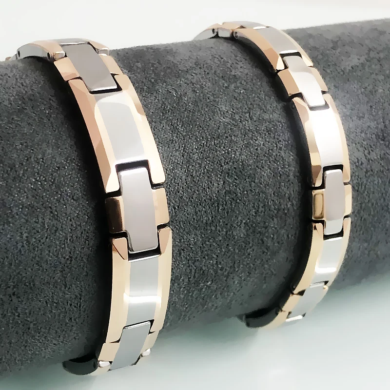 Браслет из вольфрамовой стали под розовое золото для мужчин и женщин магнитный