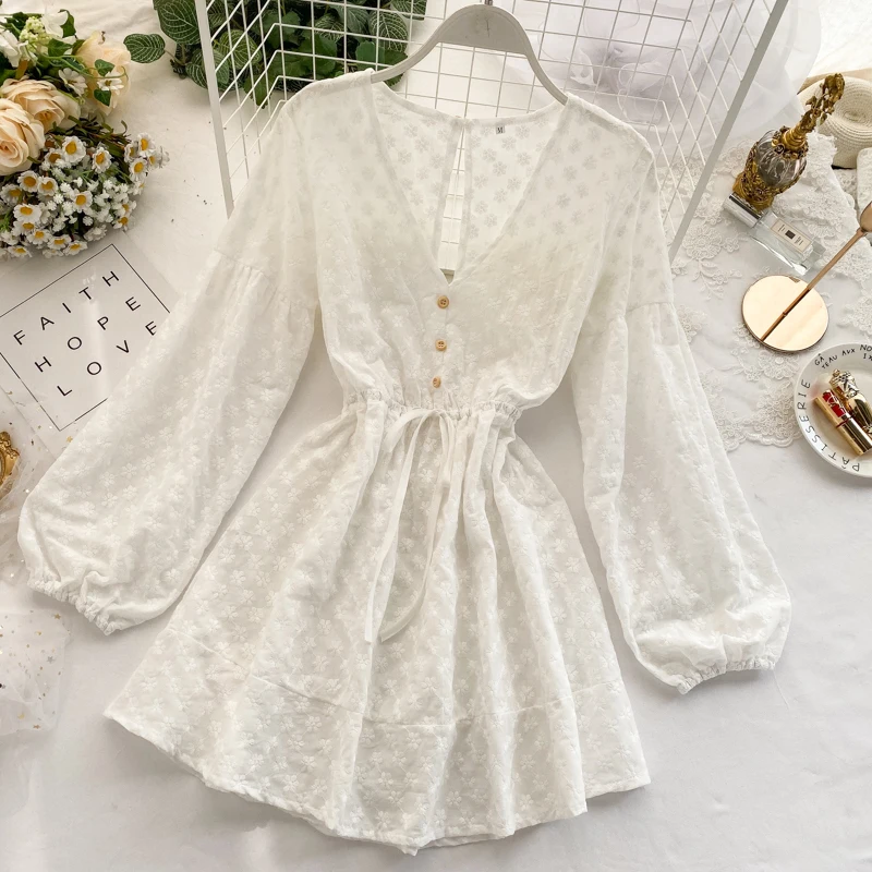 Новинка 2019 модная женская одежда осеннее платье с пышными рукавами и рюшами