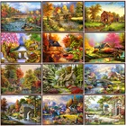 5D алмазная живопись, лес, хижина, пейзаж, полная Алмазная мозаика, Набор для вышивки крестиком, деревья, предметы домашнего обихода, рождественские подарки