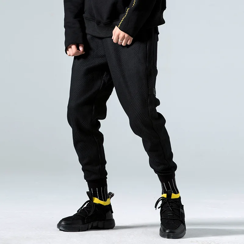 

Men's Casual Pants Autumn and Winter Velvet Pants Small Feet Korean Trendy Knitted Loose Harem Trousers