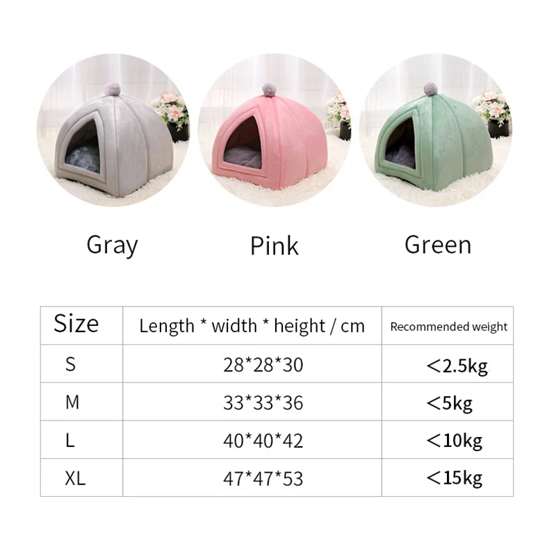 

Winter Cat Bed House Removable and Washable Tent-type Cats Nest Soft Non-slip Bottom Pet Cave for Puppy Cats Sleeping Supplies