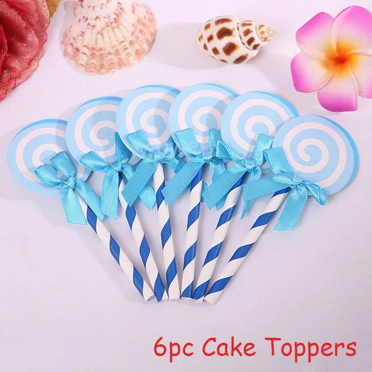 6pc Cake Toppers Вечерние скатерти 108*180 см, вечерние скатерти с Микки и Минни Маус, одноразовые Декорации для детского дня рождения - Цвет: 6pc Cake Toppers