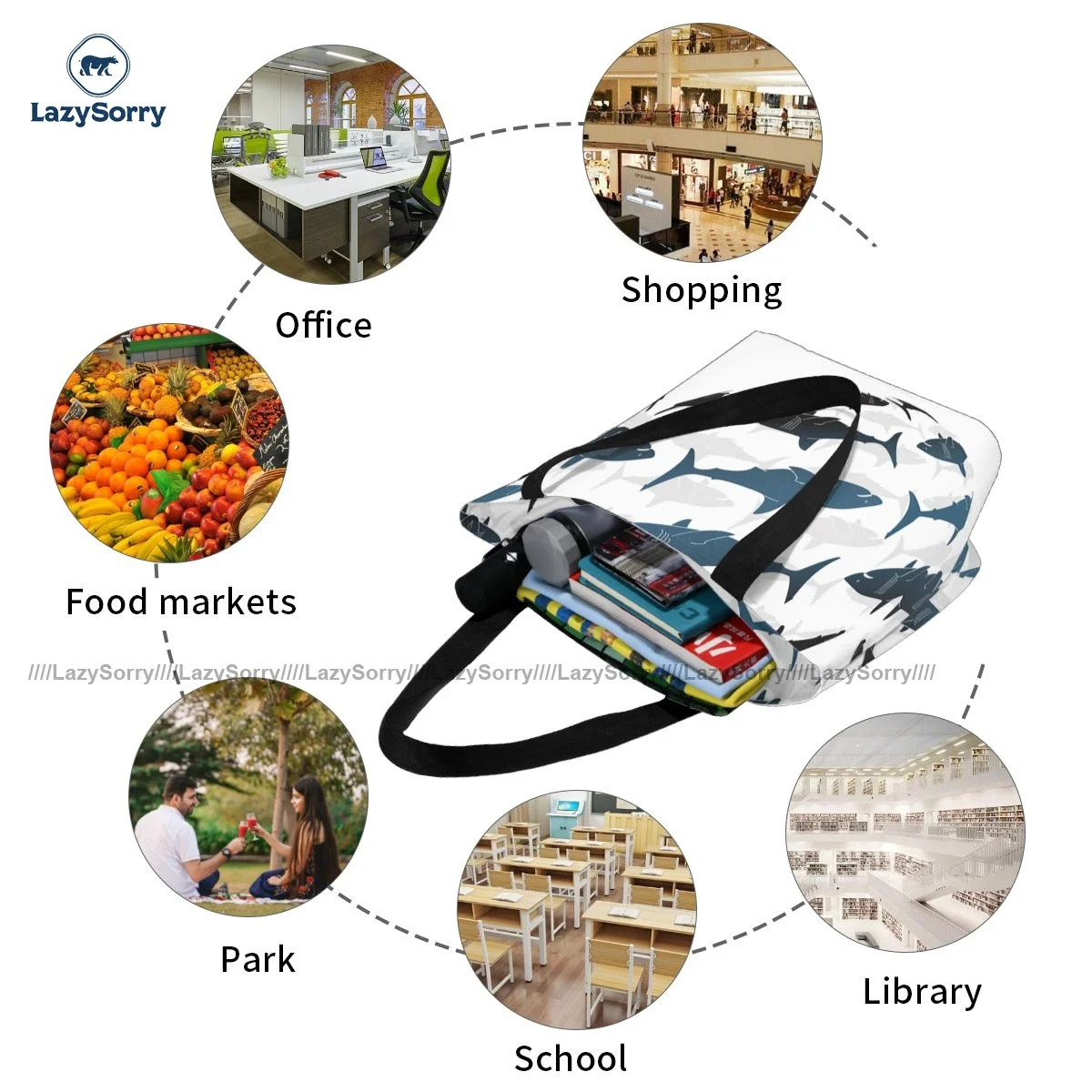

Fish Shopping Bag Travel Woman Handbag Gifts Stylish Polyester Bags